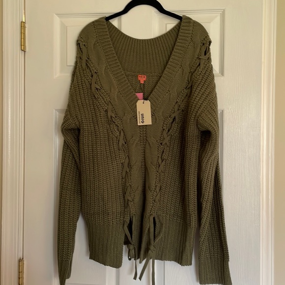 Sweaters - Olive Green V Neck Sweater. NWT